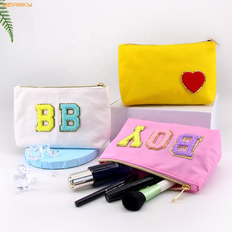 New Simple Women Large Canvas Makeup Bag Solid Color Canvas Make Up Pouch